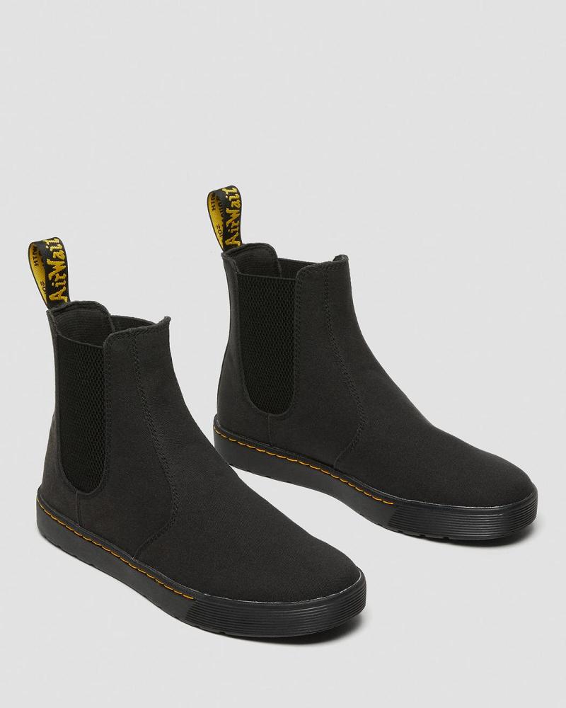 Men's Dr Martens Tempesta Men's Canvas Casual Chelsea Boots Black | AU 495SGL